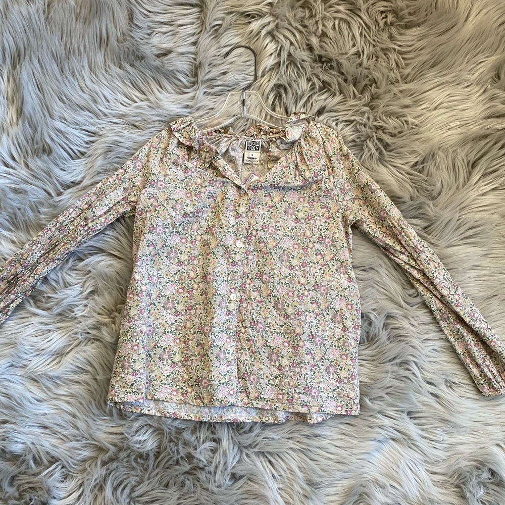 Charming Floral Kids Blouse with Ruffle Collar